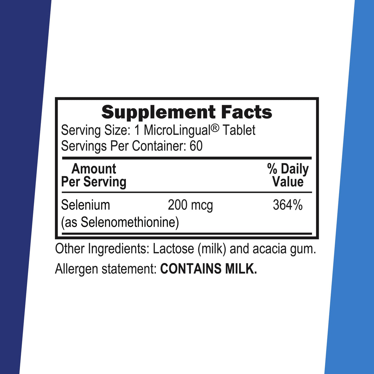 Tablette de Sélénium 200 mcg de quality Source sur fond blanc