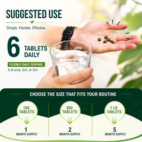 Tablette de spiruline Earthrise avec fruits frais