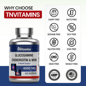 Tablette de tnvitamins Glucosamine Chondroitin MSM avec étiquette