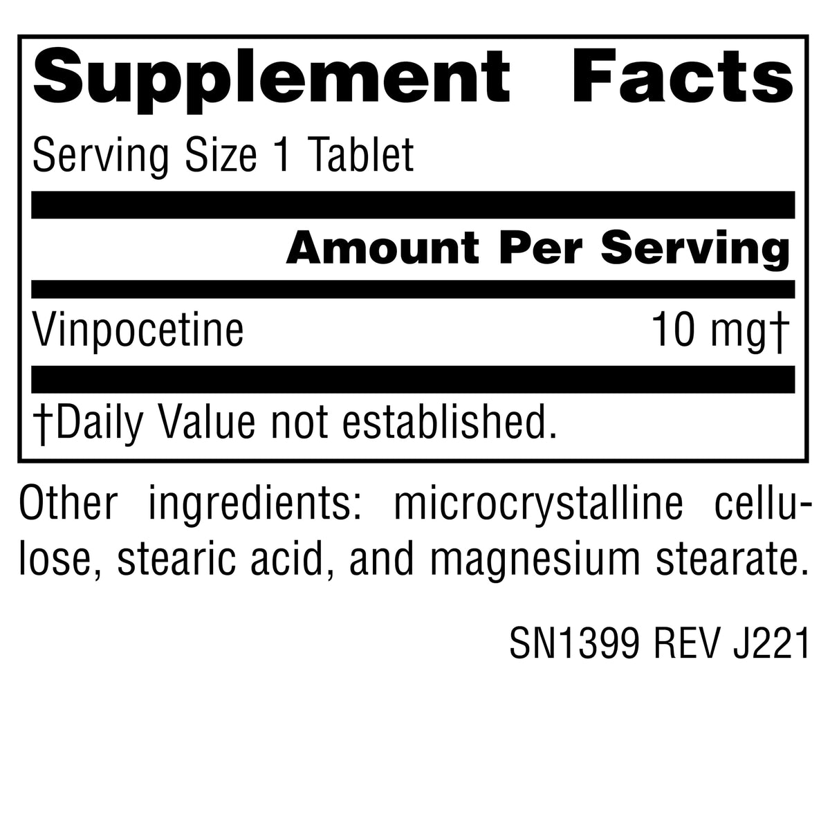 Tablette de Vinpocetine 10 mg sur une surface blanche