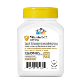 Tablette de vitamine B12 B12 1000 mcg à côté d'un verre d'eau
