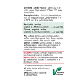 Tablette de vitamine B12 Jamieson sur fond blanc