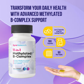 Tablette de Xyro Research B-Complex Methylé sur une table