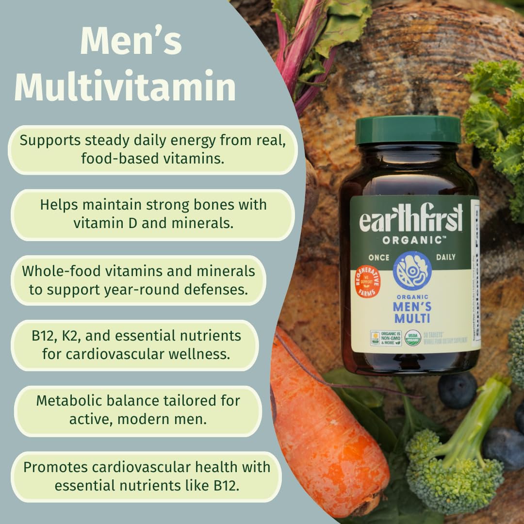 Tablette EarthFirst Organic Multivitamine Homme dans la main