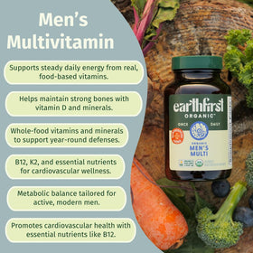 Tablette EarthFirst Organic Multivitamine Homme dans la main