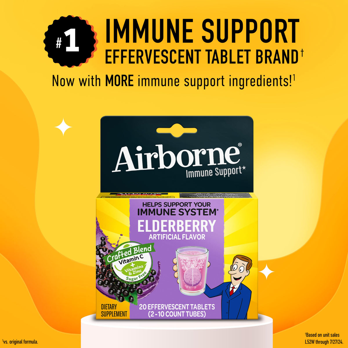 Tablette effervescent Airborne dissoute dans un verre d'eau