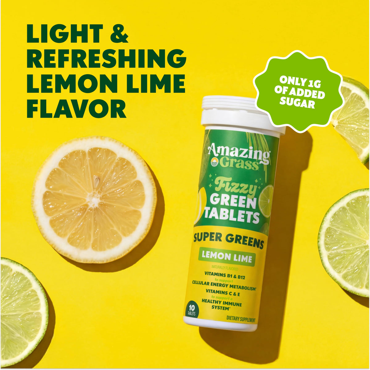 Tablette effervescente Amazing Grass citron lime, dissolution dans l'eau
