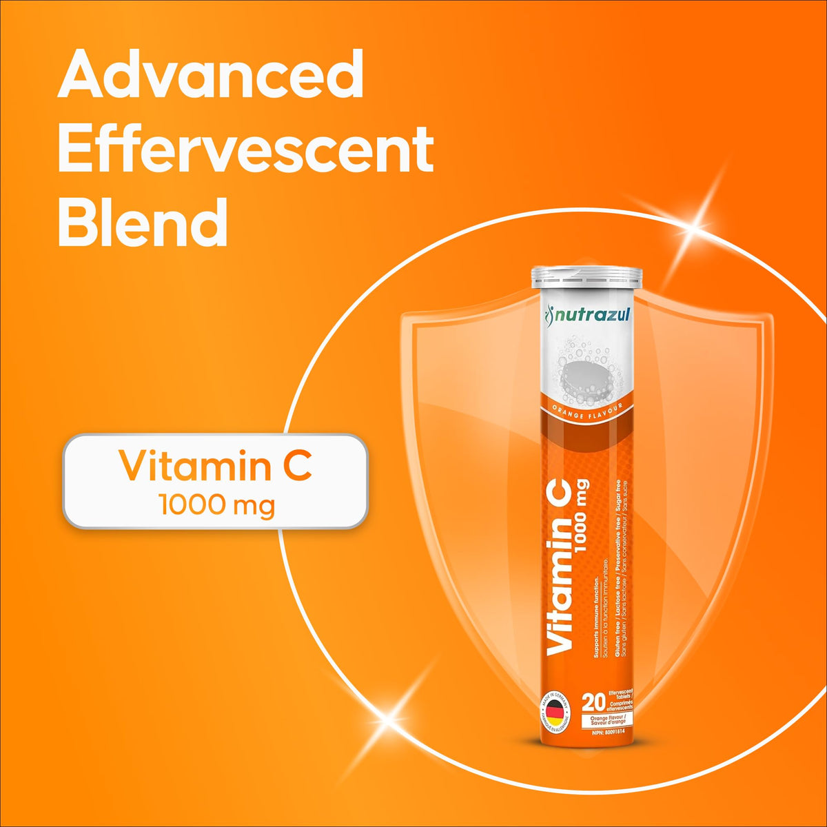 Tablette effervescente de vitamine C nutrazul dissoute dans de l'eau