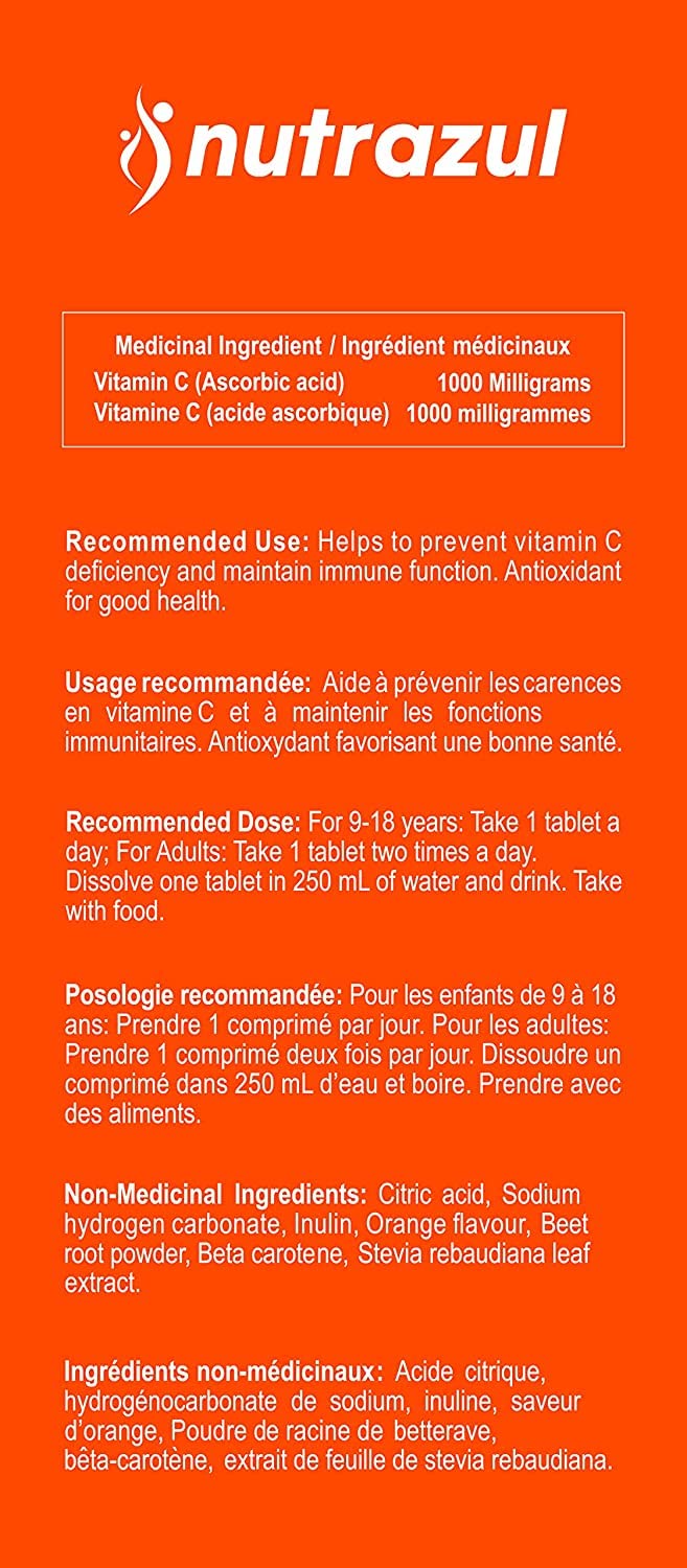 Tablette effervescente de vitamine C nutrazul vue de près