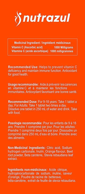 Tablette effervescente de vitamine C nutrazul vue de près