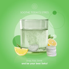 Tablette effervescente Seltz se dissolvant dans l'eau