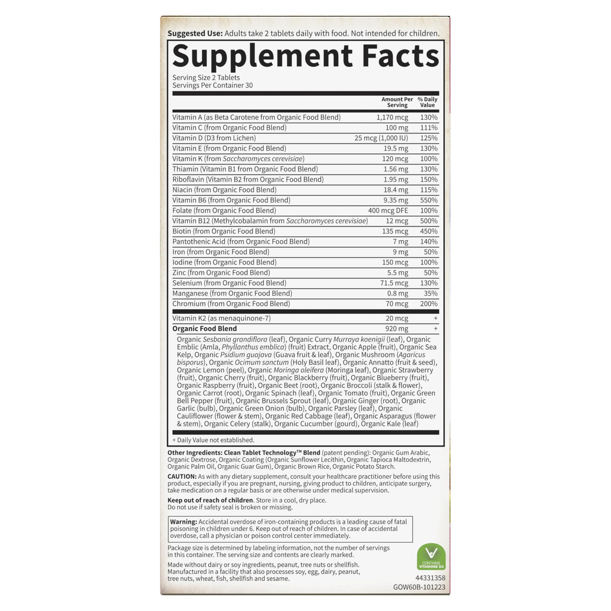 Tablette Garden of Life Multivitamines Femmes Bio sur une cuillère