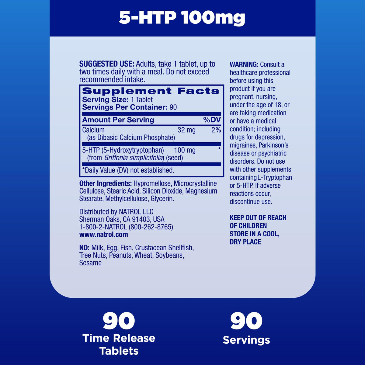 Tablette Natrol 5-HTP 100mg en main