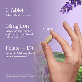 Tablette prénatale Garden of Life sur une table