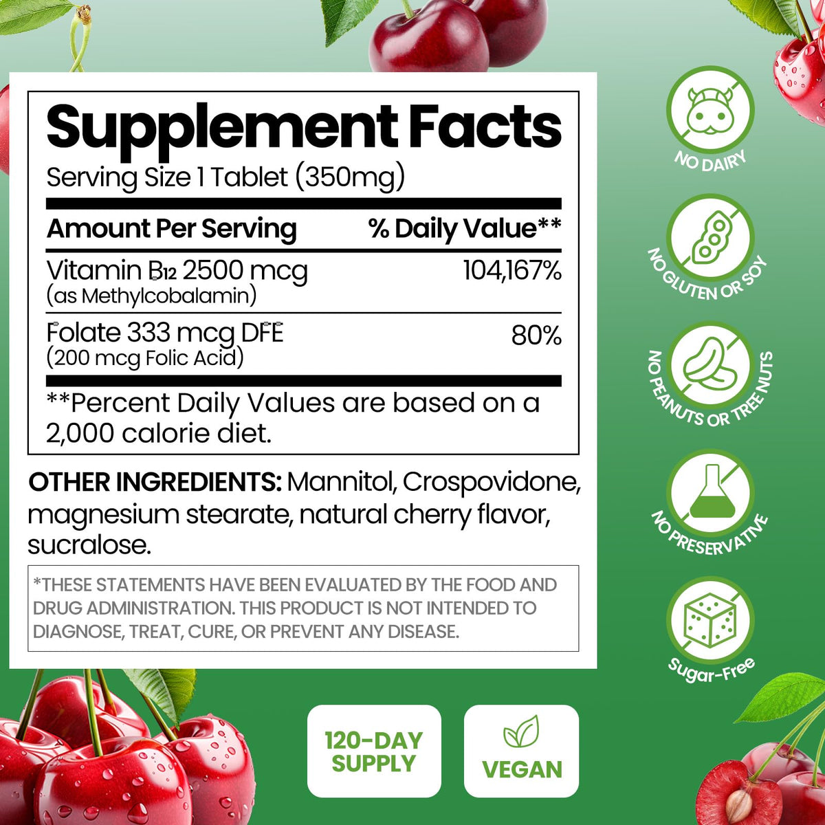 Tablette sublinguale UMEWISH B12 Methylcobalamine vue de près