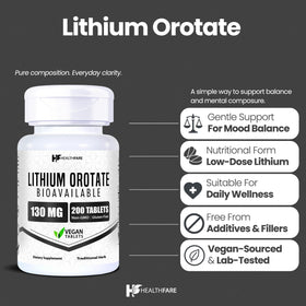 Tablette végétarienne de lithium orotate Healthfare vue de près
