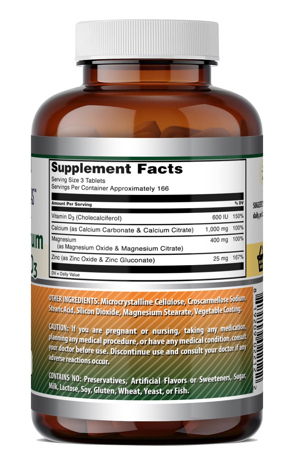 Tablettes Calcium Magnésium Zinc D3 d'Amazing Nutrition prêtes à être prises