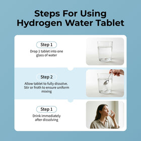 Tablettes d'eau hydrogène BODY C.E.O. sur une table en bois