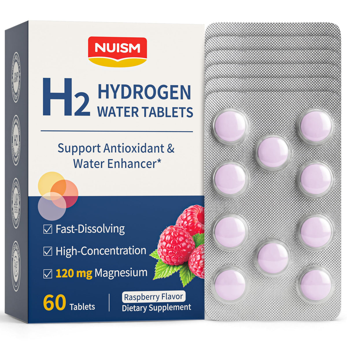 Tablettes d'eau hydrogène H2 NUISM en emballage