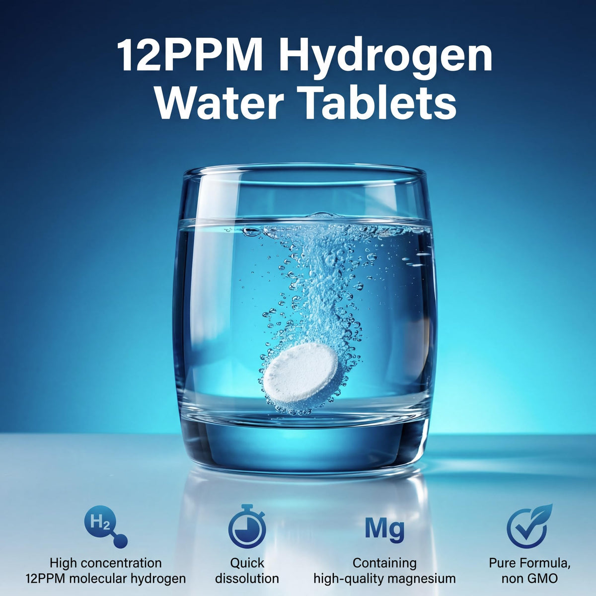 Tablettes d'eau hydrogène Hekeauo avec magnésium, vue de près