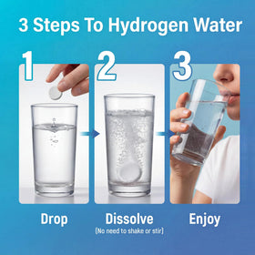 Tablettes d'eau hydrogène Hekeauo sur une surface en bois