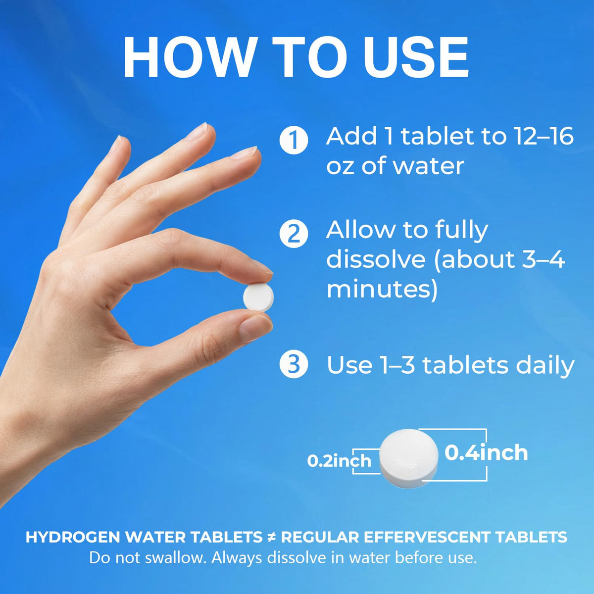 Tablettes d'eau hydrogène Proriginal avec des informations nutritionnelles