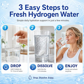 Tablettes d'eau hydrogène RiRywony Health sur une table
