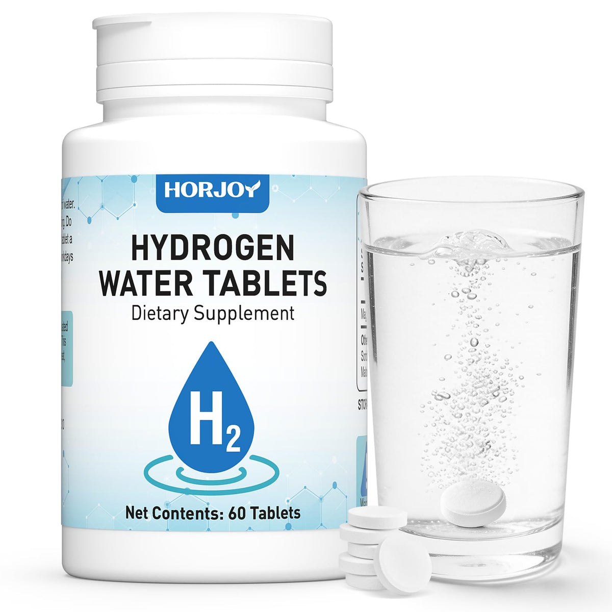 Tablettes d'eau hydrogénée Horjoy en boîte de 60 comprimés