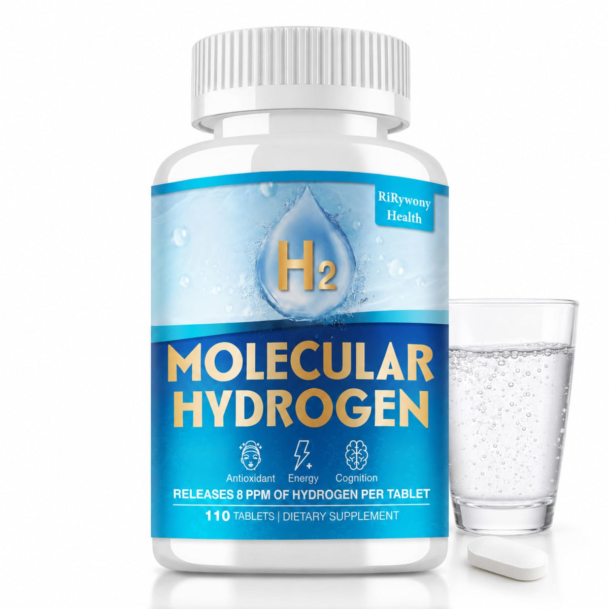 Tablettes d'eau hydrogénée RiRywony Health 110 comprimés
