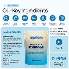 tablettes d'hydrogène hydroh avec un verre d'eau