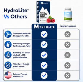 Tablettes d'hydrogène moléculaire Hydrolite sur une table
