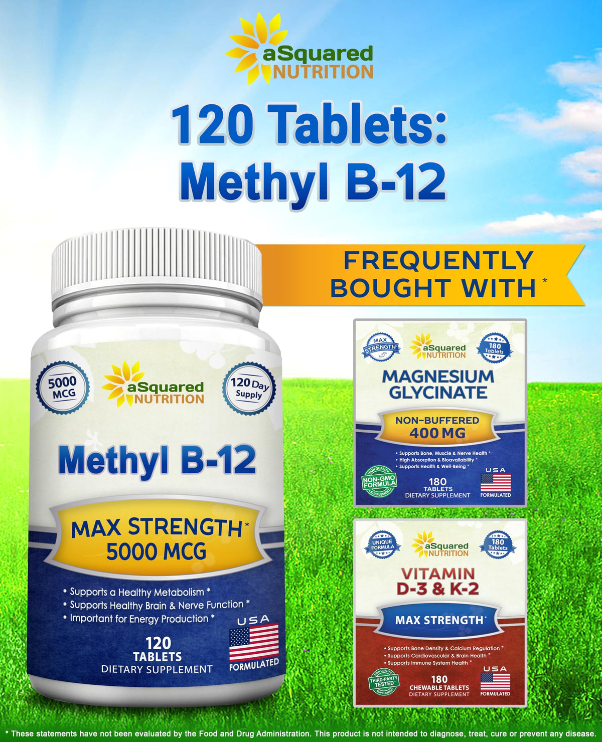 Tablettes de B12 aSquared Nutrition avec un verre d'eau