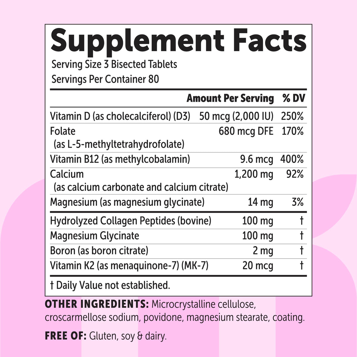 Tablettes de calcium Micro Ingredients dans un bol en bois