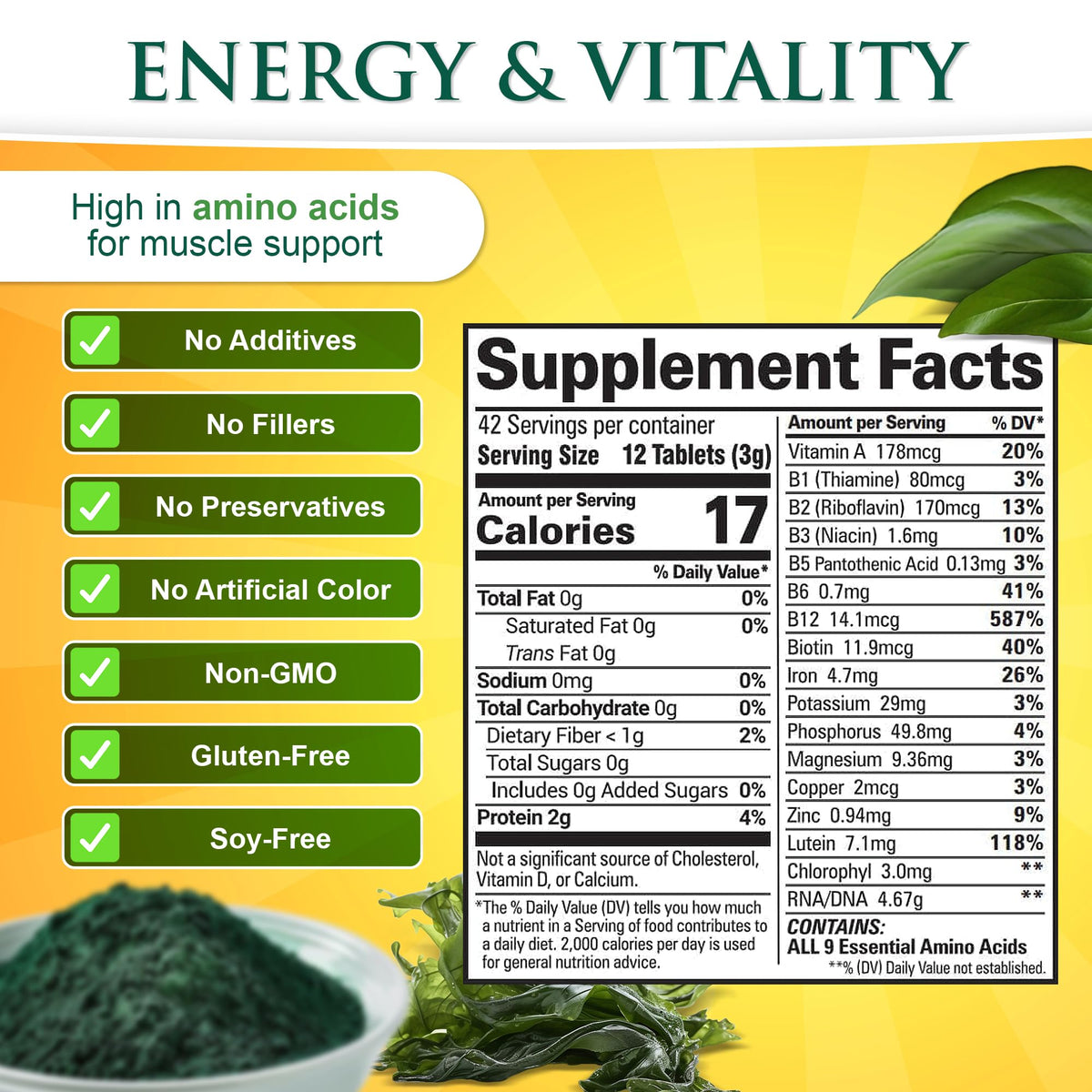 Tablettes de Chlorella Spirulina Sunlit Best dans leur emballage