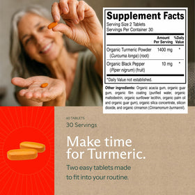 Tablettes de Curcuma Bio Sunergetic sur fond blanc