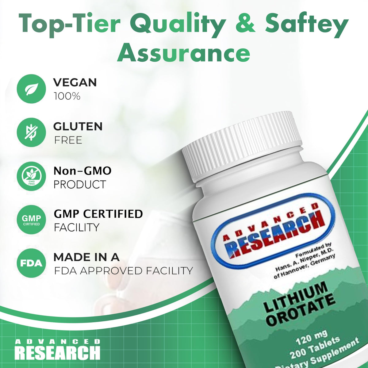 Tablettes de Lithium Orotate 5mg dans une main