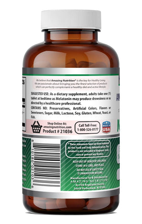 Tablettes de mélatonine Amazing Nutrition sur une surface en bois