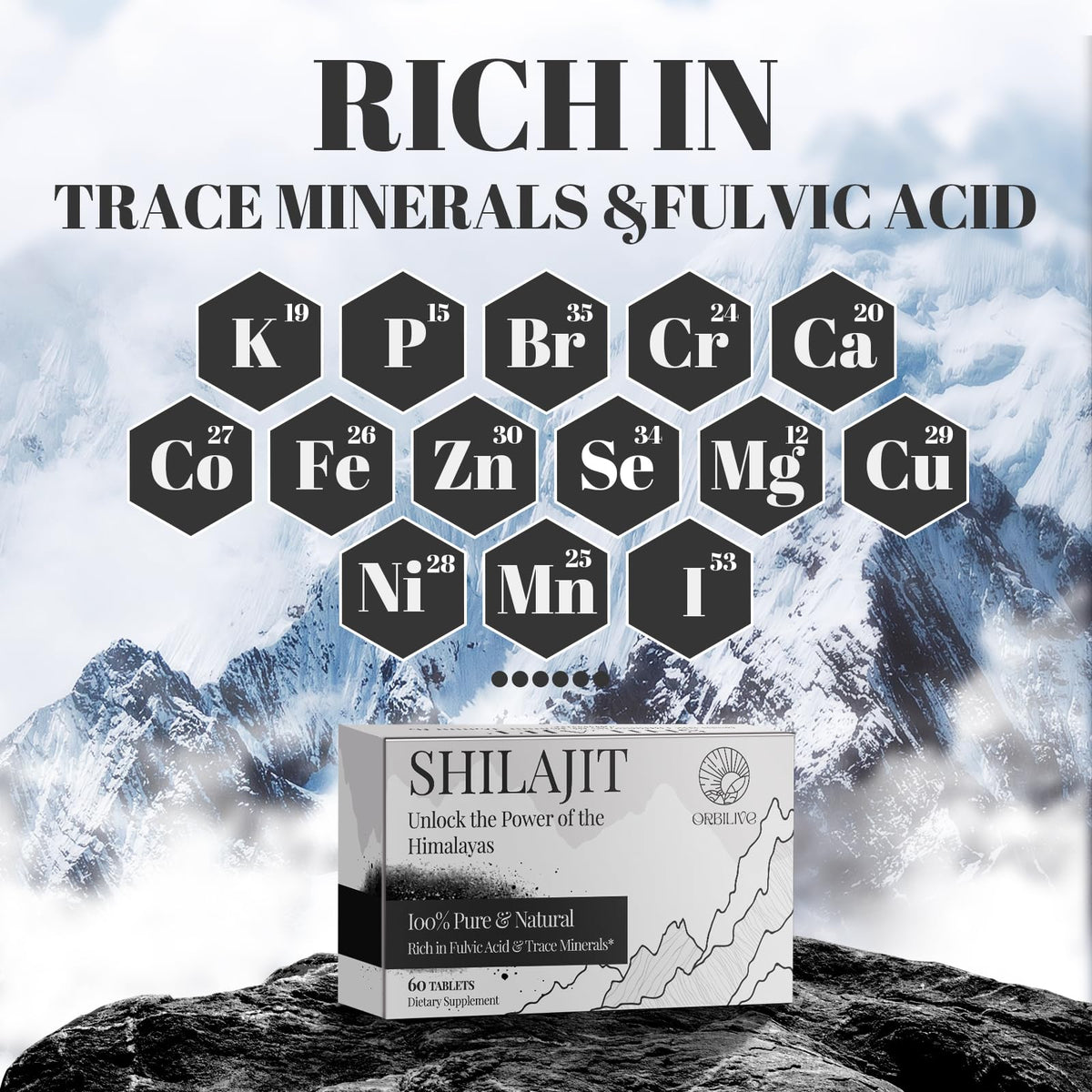 Tablettes de Shilajit ORBILIVE en mode de vie actif
