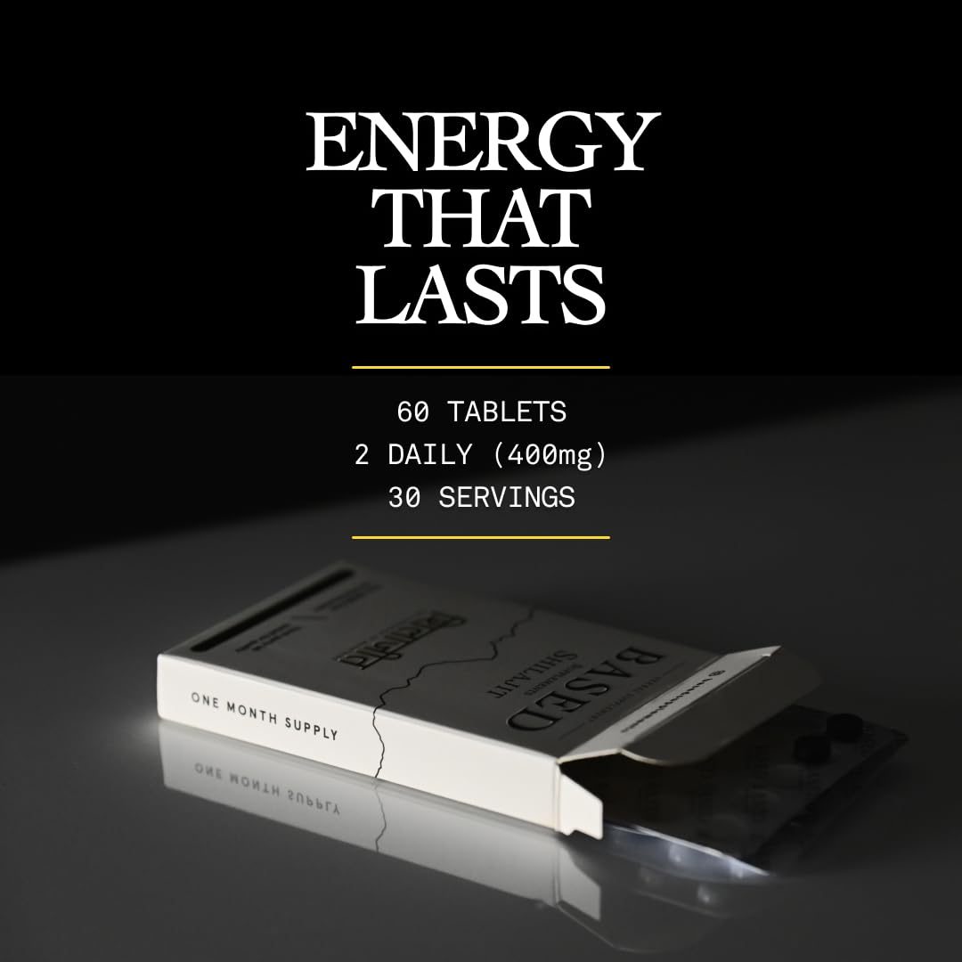 Tablettes de Shilajit Pur de Based Supplements avec verre d'eau