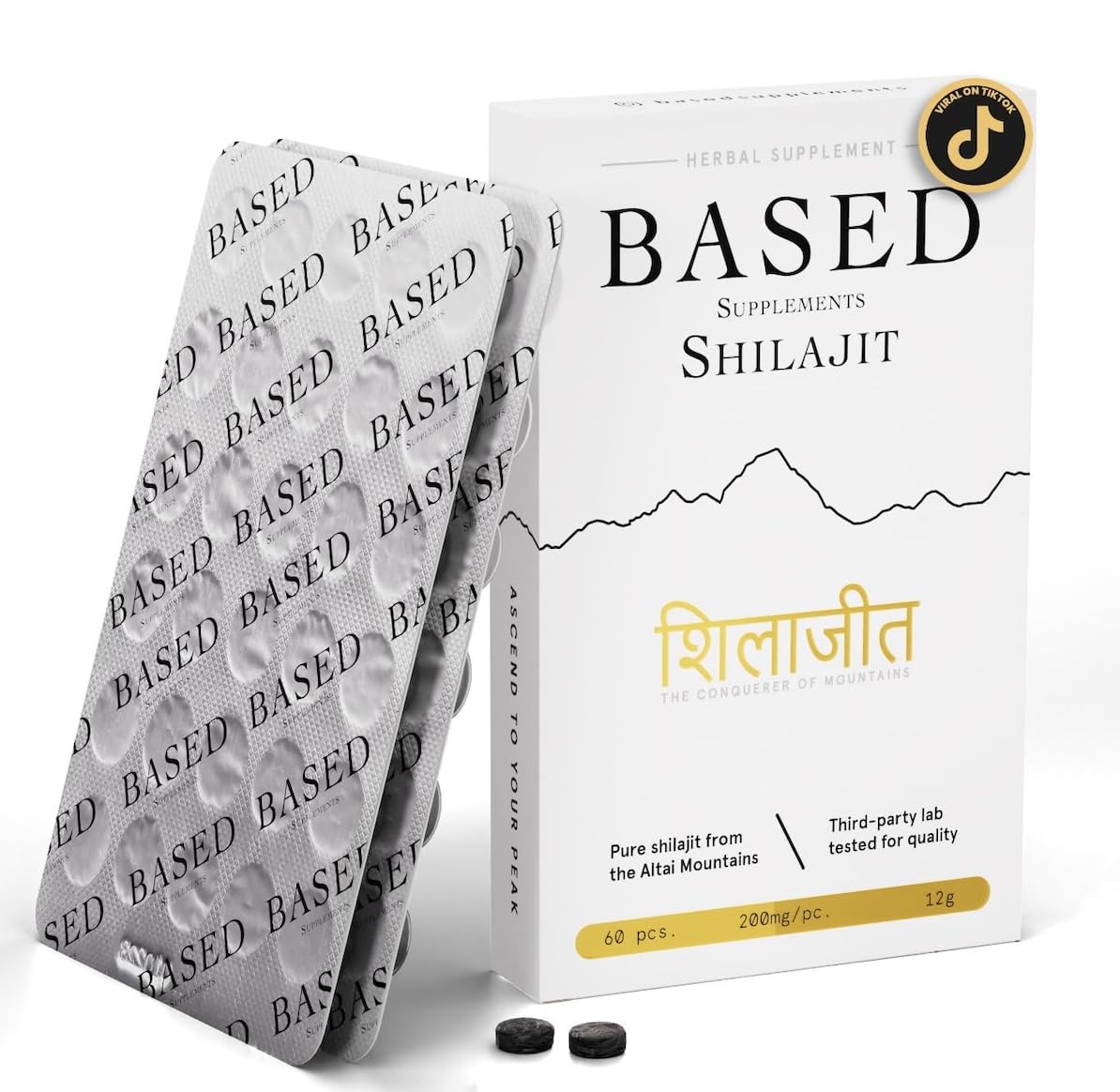 Tablettes de Shilajit Pur de Based Supplements en emballage