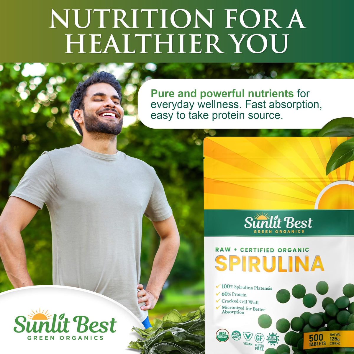 Tablettes de spiruline en gros plan