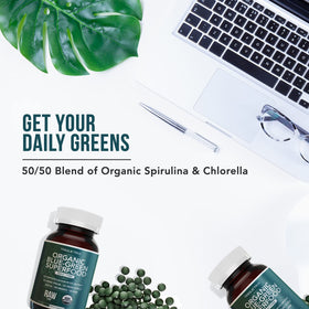 Tablettes de Spiruline et Chlorelle Bio Triquetra Health, vue de côté