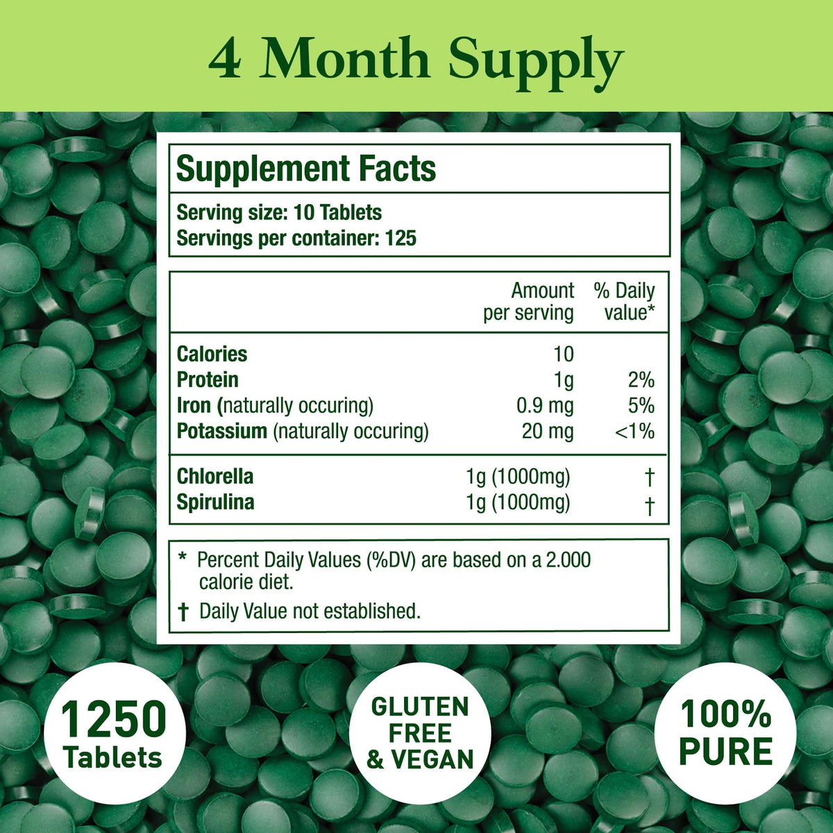 Tablettes de spiruline et chlorelle Good Natured avec des légumes frais