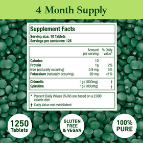 Tablettes de spiruline et chlorelle Good Natured avec des légumes frais