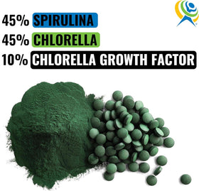 Tablettes de Spiruline et Chlorelle prêtes à être consommées
