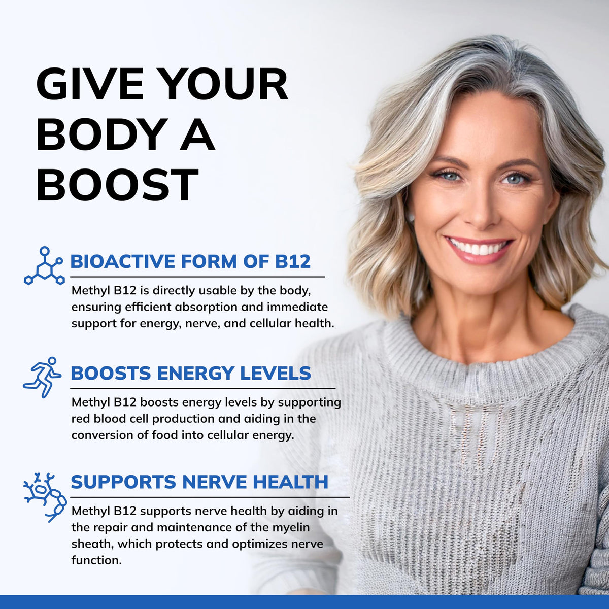 Tablettes de vitamine B12 aSquared Nutrition sur fond blanc