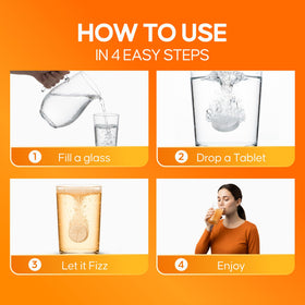 Tablettes de vitamine C nutrazul à côté d'un verre d'eau