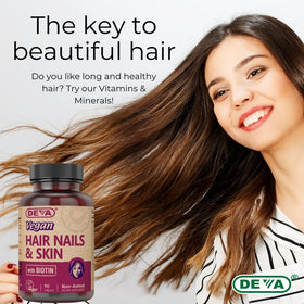 Tablettes DEVA pour Cheveux, Ongles et Peau sur fond blanc