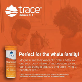 Tablettes effervescentes de magnésium Trace Minerals sur une surface blanche