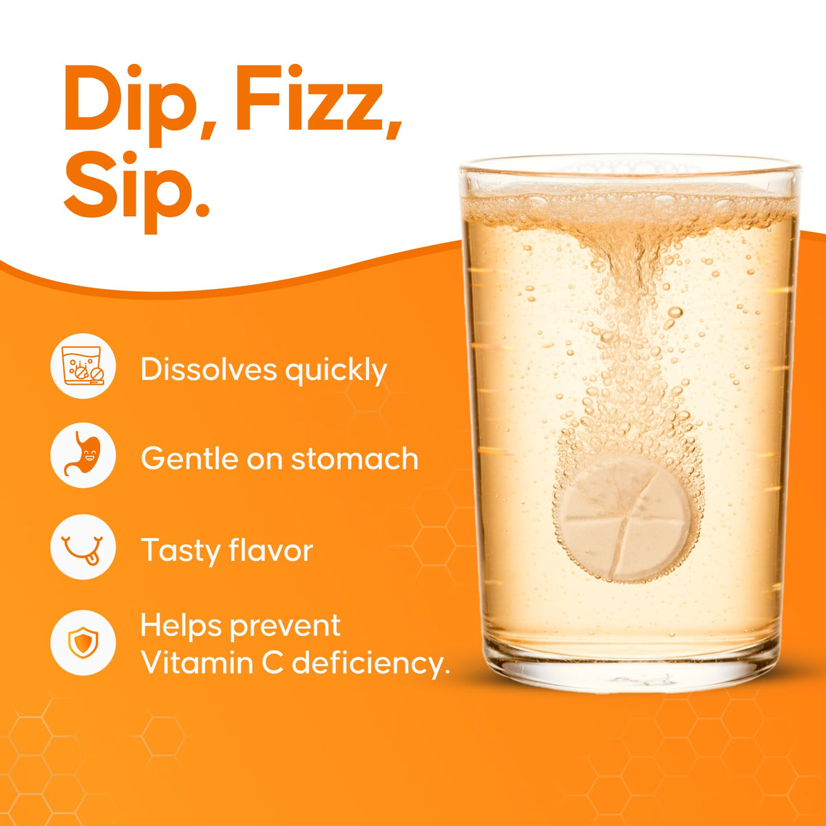 Tablettes effervescentes de vitamine C nutrazul avec un verre d'eau